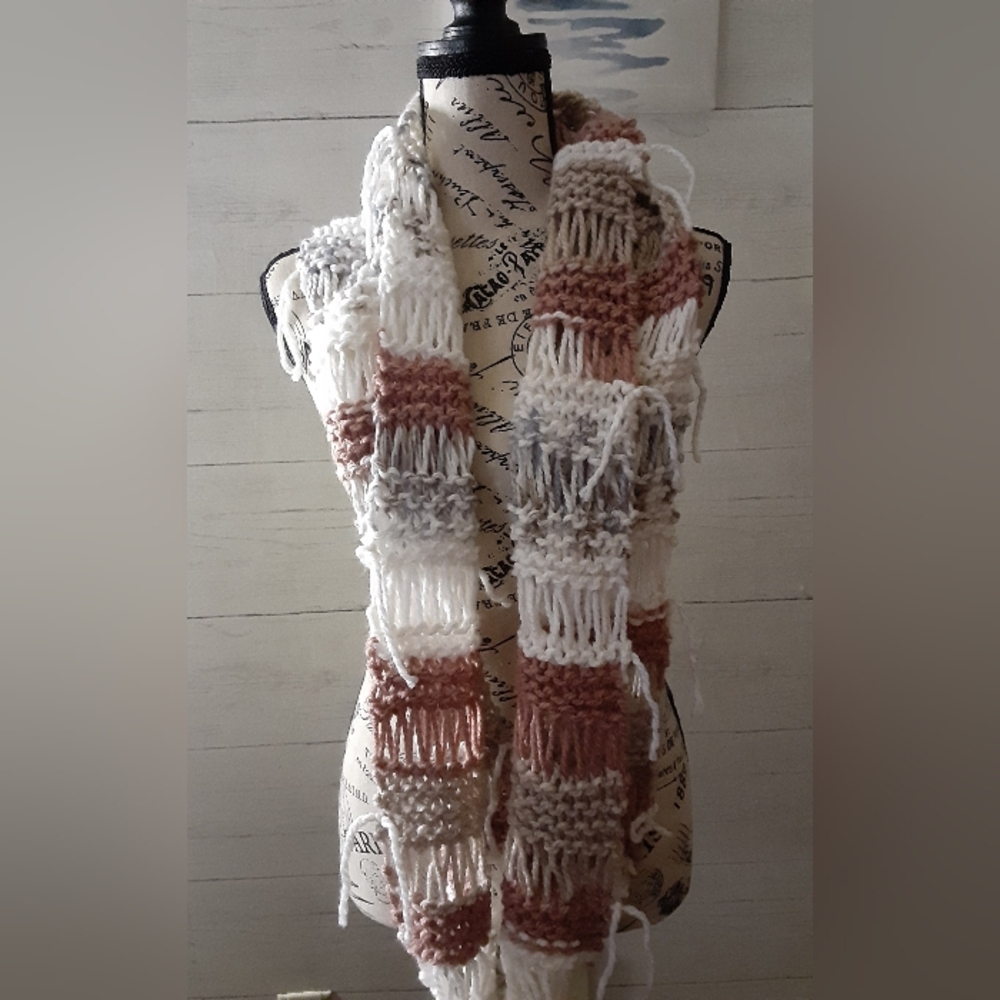 Handknit Fisherman Infinity Scarf - Picture 2 of 4